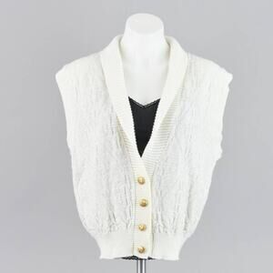Vintage Leslie Fay White Granny Sweater Vest, Women's Medium